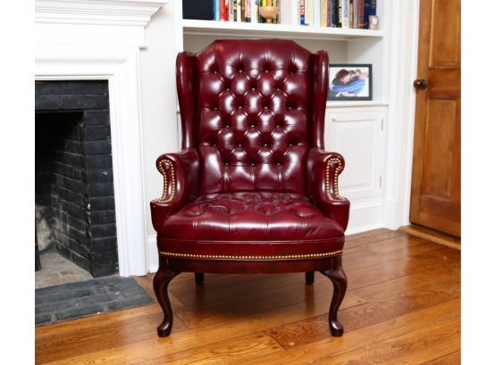 Chesterfield Leather Tufted High Wingback Chair Jofco Inc. Blackberry Leather