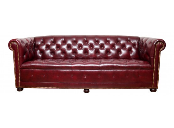 Large Oxblood Jofco Inc. Blackberry Chesterfield Leather Tufted Sofa