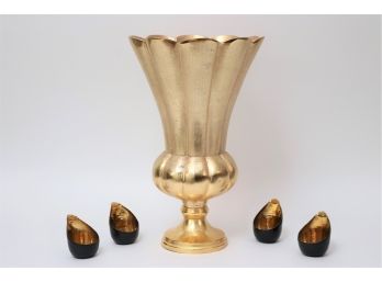 5 Piece Vase And Indian Tozai Black Votives