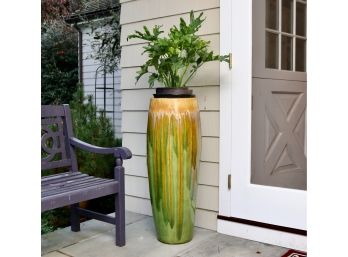 Extra Tall  Baked Ceramic Planter With Dripping Glaze