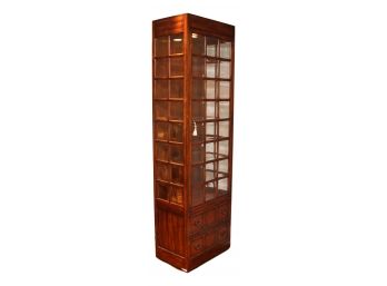 Theodore Alexander Glass And Leather Lighted China/display Cabinet