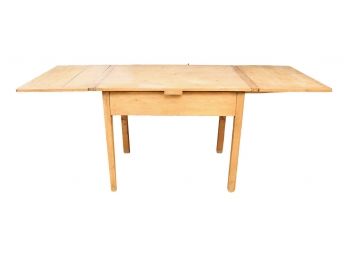 Antique Expandable Pine Table With Pullout Leaf