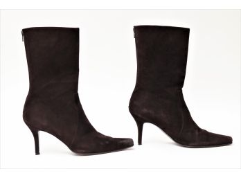 Authentic Stuart Weitzman Suede Ankle Boots In Espresso