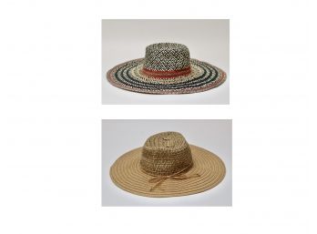 Pair Of Wide Brimmed Soft Straw Hats