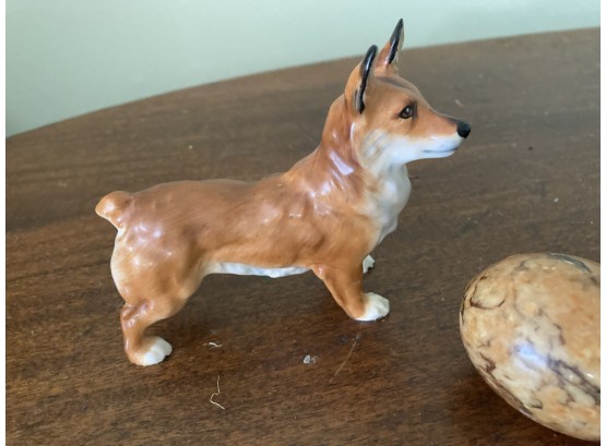 Corgi Dog With An Agate Egg Rock