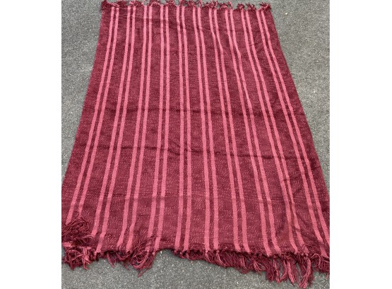 Red Stripped Chenille Blanket