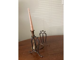 Brass Candle Stick With Candle And A Votive Candle Holder