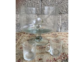 Glass Punch Bowl With Ladle And 10 Cups