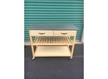 Kitchen Island Cart With Stainless Top, Nice Condition