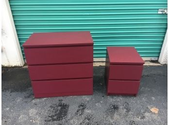 Modern Style Dark Red Dresser And Nightstand