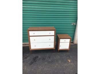 Mid Century Style Modern Dresser And Night Stand, Great Look