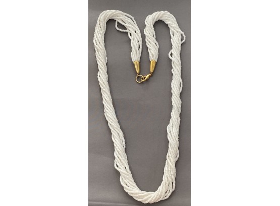 White Bead Multi Strand Necklace
