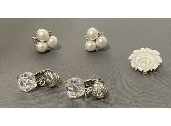 Two Pairs Of Clip On Earrings