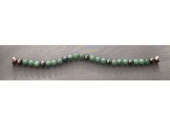 Jade And  Sterling Bead Bracelet With Magnetic Clasp