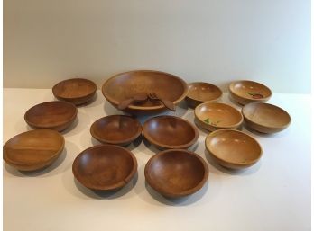 Large Lot Of Wooden Dishware