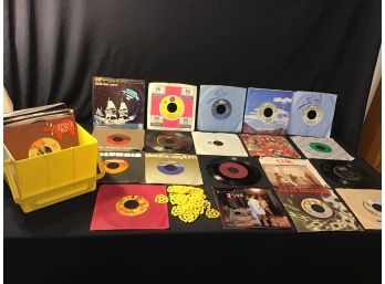Large Lot Of 45's And Box