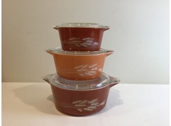Lot Of 3 Pyrex Harvest Covered Dishes