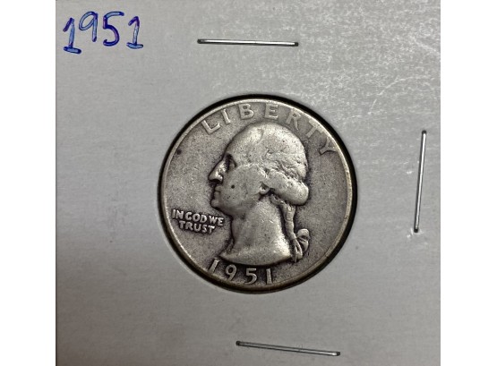 1951 Silver Washington Quarter Coin