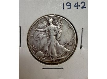 1942  Silver Standing Liberty Half Dollar