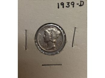 1939-d Silver Mercury Dime Coin