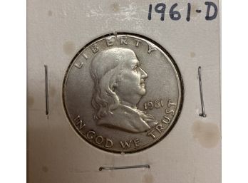 1961-d  Silver Ben Franklin Half Dollar Coin