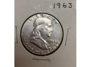 1963  Silver Ben Franklin Half Dollar Coin