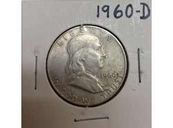 1960-d  Silver Ben Franklin Half Dollar Coin