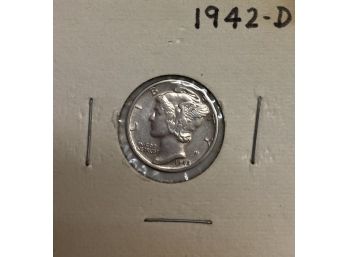 1942-d Silver Mercury Dime Coin