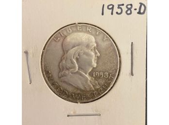 1958-d Silver Ben Franklin Half Dollar Coin
