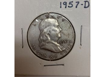 1957-d  Silver Ben Franklin Half Dollar Coin