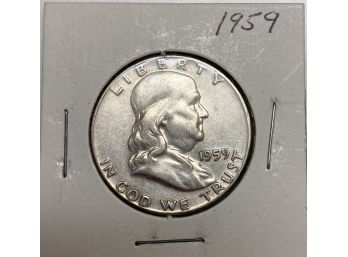 1959 Silver Ben Franklin Half Dollar Coin