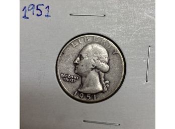 1951 Silver Washington Quarter Coin