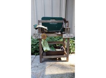 Garden Tool Bench With Tools And Decor