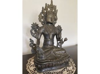 Vintage Brass Sitting  Goddess Statue