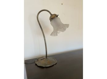 Vintage Brass Lamp With Tulip Shade