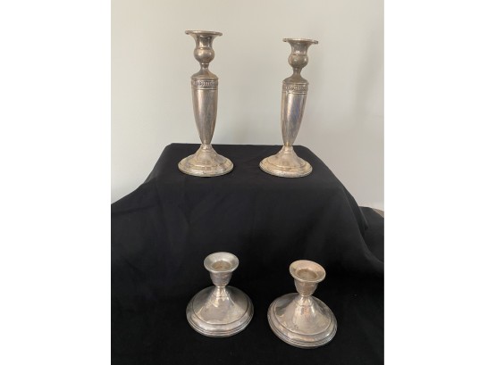 Two Pairs Of Weighted Sterling Candlesticks