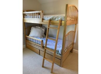 Twin Bunk Beds With Ladder  And Safety Guards