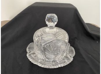 Cut Crystal Cheese Plate And Dome