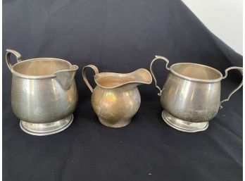 Sterling Silver Sugar And Creamer Three Pieces