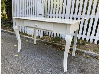 Painted White Single Drawer Wood Desk