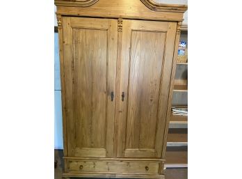 Beautiful Large Pine Cabinet/Armoire  With One Drawer And Key