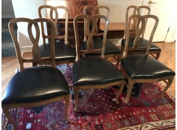 Set Of 6 Roomy Dining Chairs With Nail Head Trim