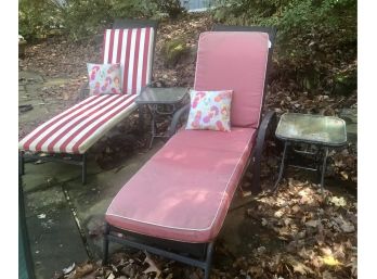 Pair Of Nice Patio Lounge Chairs And Side Tables
