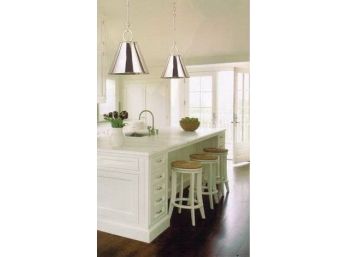 Large Hudson Valley Altamont Hanging Pendant Lamps In Polished Nickel Set Of 2 (Retailed $925 Each)