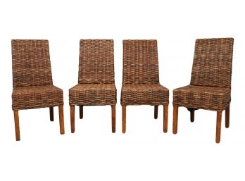 Safavieh Arjun 18' Highback Wicker And Hardwood Dining Chairs (Retailed $255 Each)