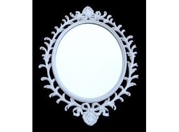 Large Hand-carved White Wall Mirror With Leaf Design