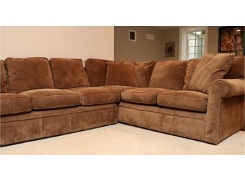 Brown Soft Super-Microfiber Sectional With Love Seat