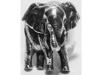 Heavy Handmade/Designer Signed Spectacular Sterling Silver Elephant Wide Band Ring
