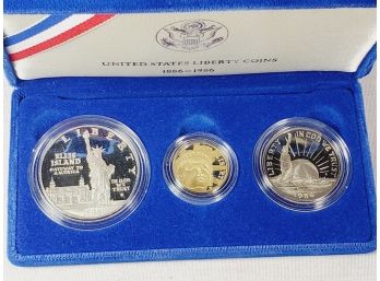 Great GOLD  And Sliver Statue OF Liberty Set  From 1986 GOLD