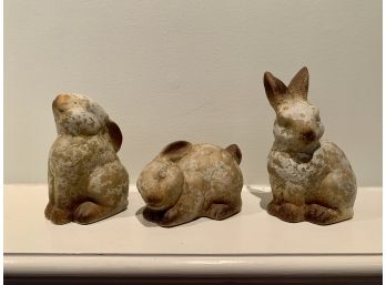 Trio Of Outdoor Garden Bunny Figures